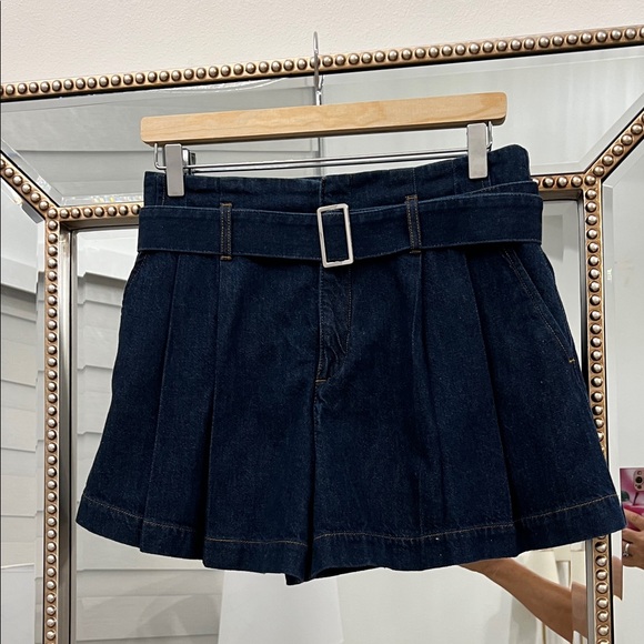 Frame Denim Dark Blue Jean Shorts with Belt - Picture 1 of 7